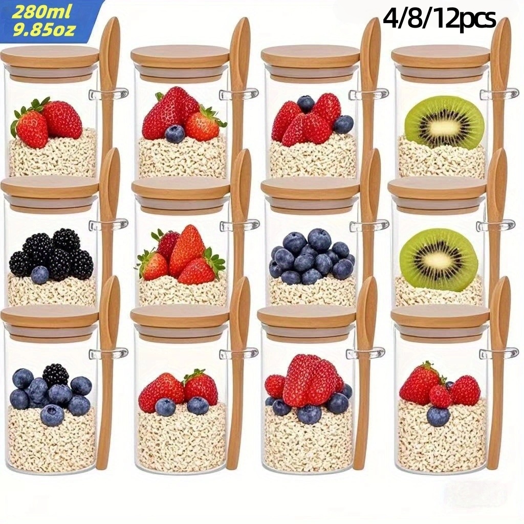 Meal Prep Chia Pudding - Conjunto de 4/8/12 Copos de Aveia