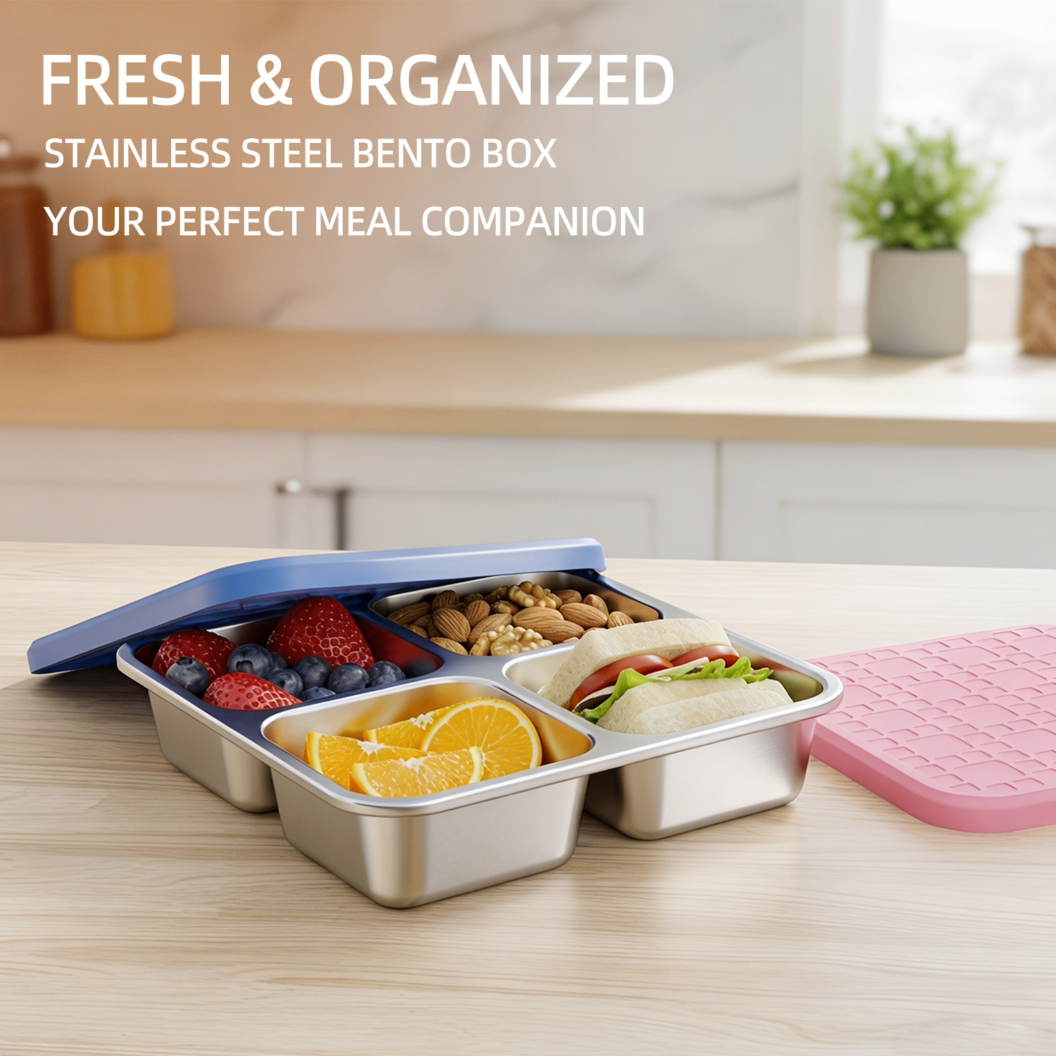 Meal Prep Containers - Recipiente de Almoço Dividido em Aço