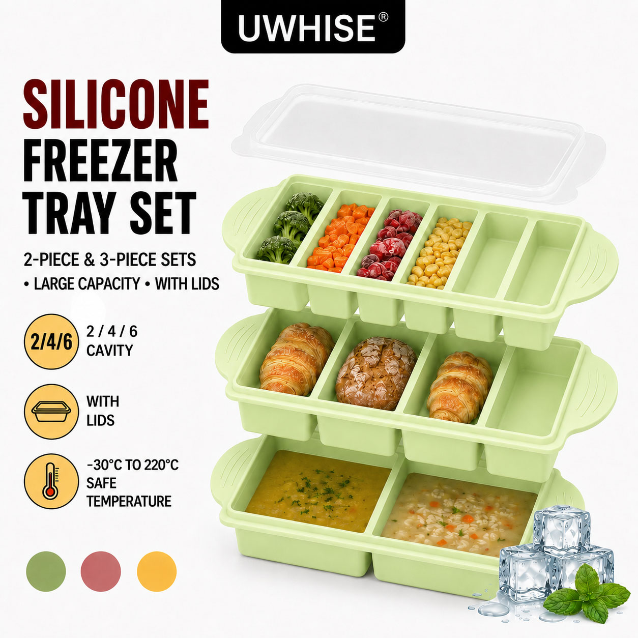 Uwhise 2/3 PACK Bandeja de Sil - Meal Prep Chia Pudding avaliação e preço