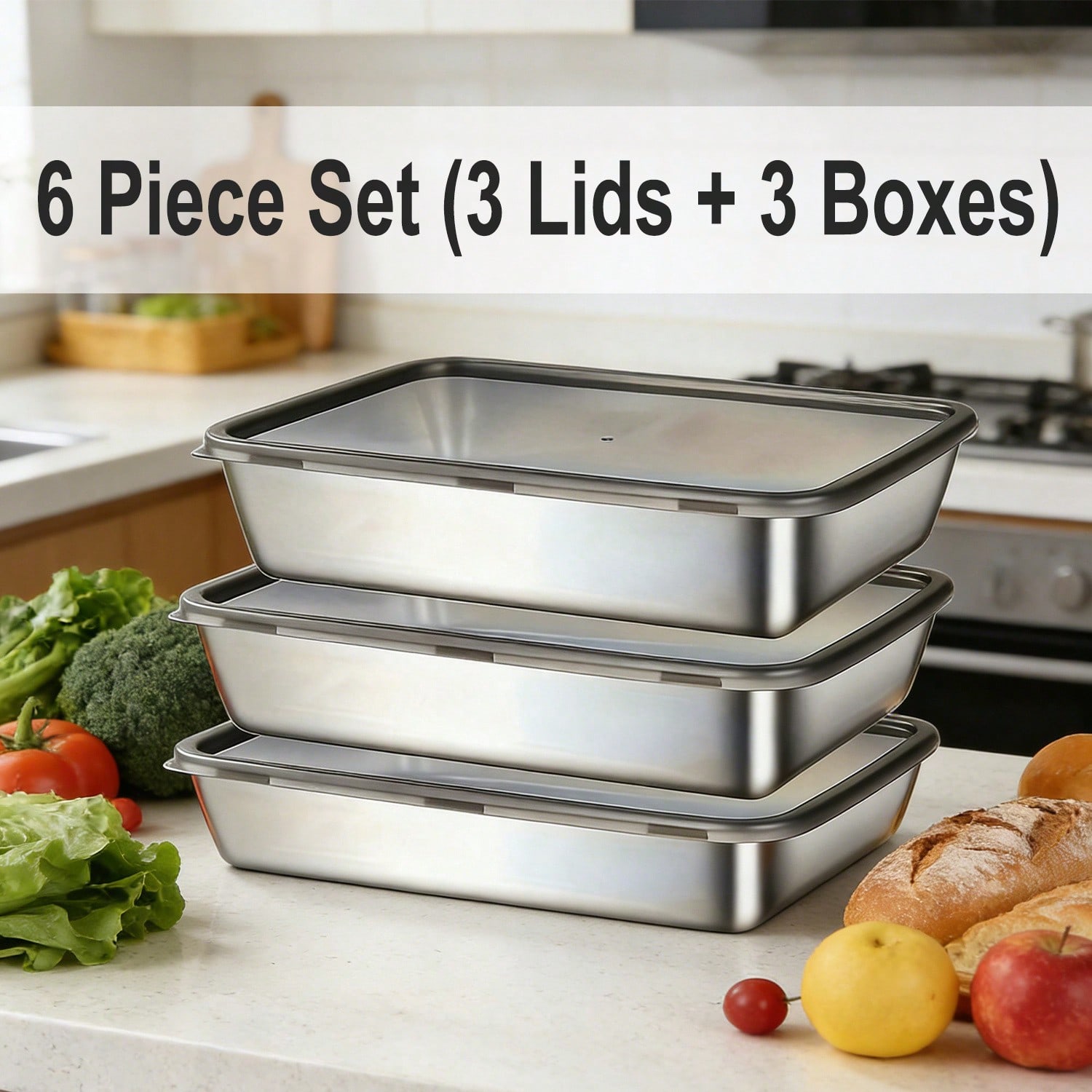 Conjunto de 6 Peças (3 Caixas  - Meal Prep Containers avaliação e preço