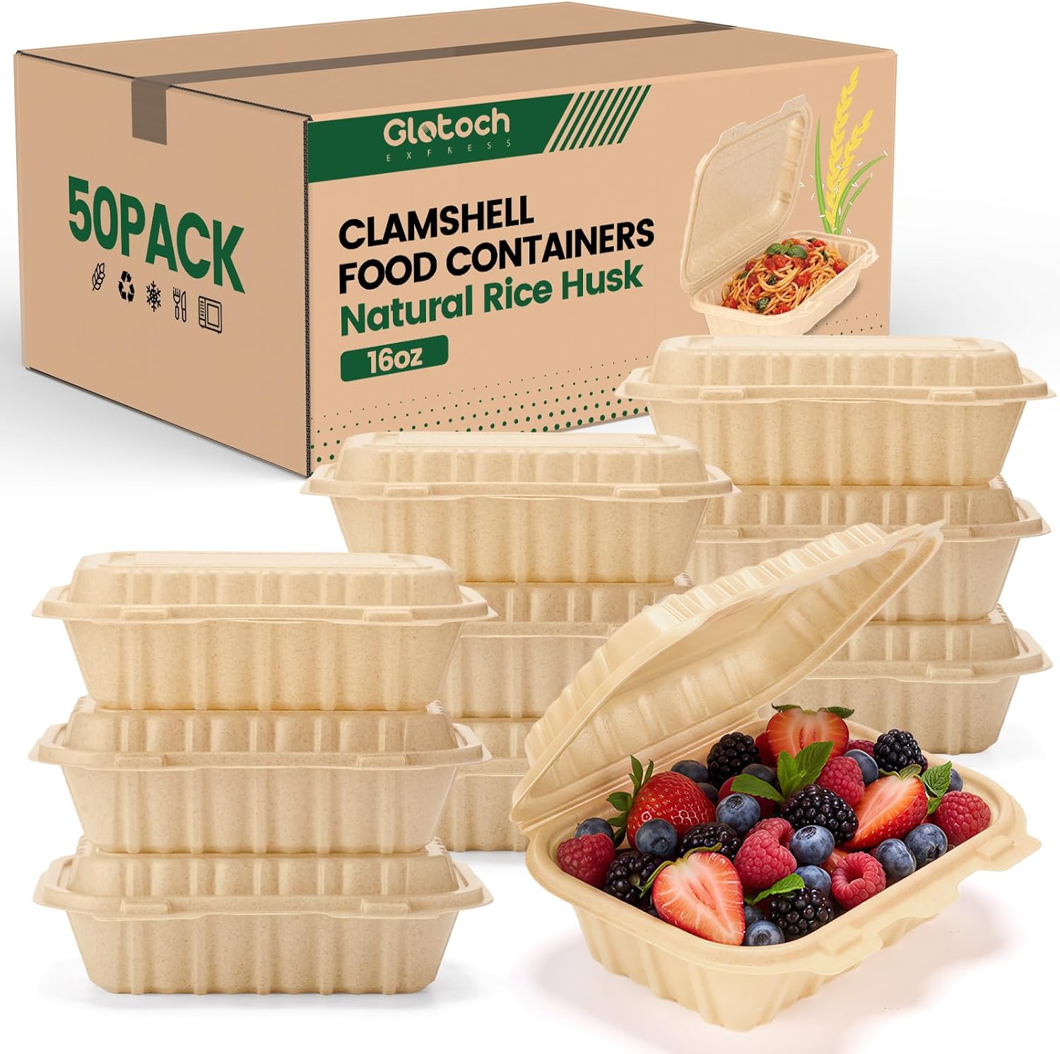 Pacote com 50 Recipientes Clam - Meal Prep Containers avaliação e preço